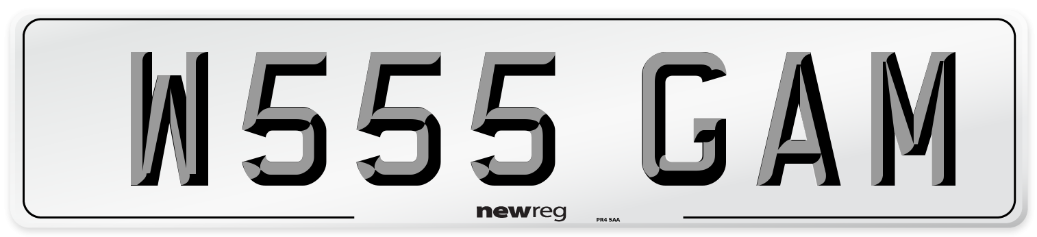 W555 GAM Number Plate from New Reg